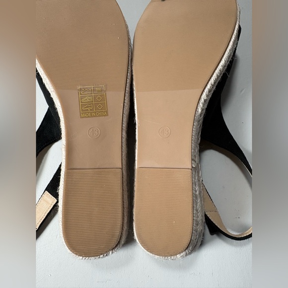 Black  Slingback Peep-Toe Wedge - Picture 3 of 4